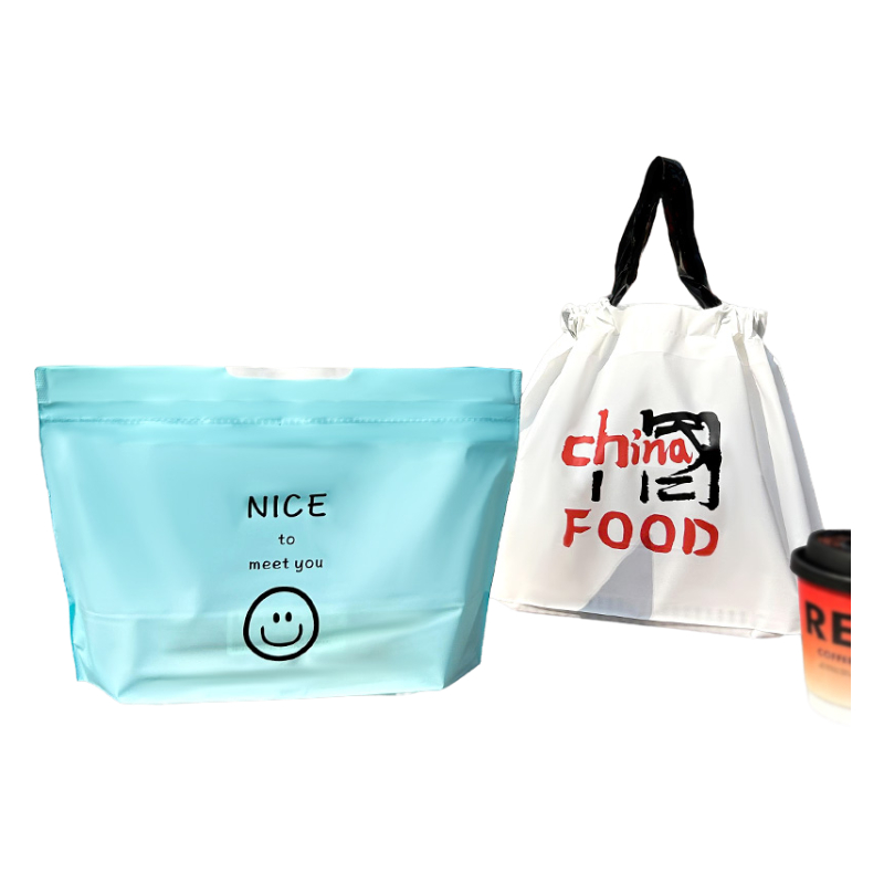 Takeaway Bag, Catering Commercial Drawstring Bag, Plastic Disposable Portable Takeout Bag, Light Food Bag, Customized Logo