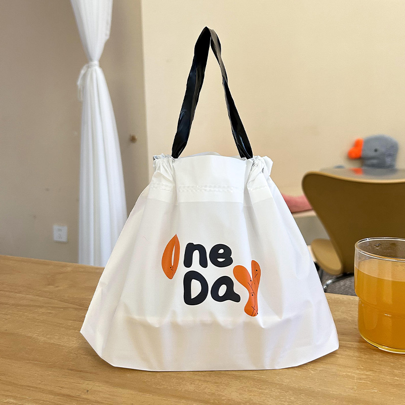 Takeaway Bag, Catering Commercial Drawstring Bag, Plastic Disposable Portable Takeout Bag, Light Food Bag, Custom Logo