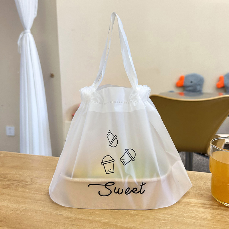 Takeaway Bag, Catering Commercial Drawstring Bag, Plastic Disposable Portable Takeout Bag, Light Food Bag, Custom Logo