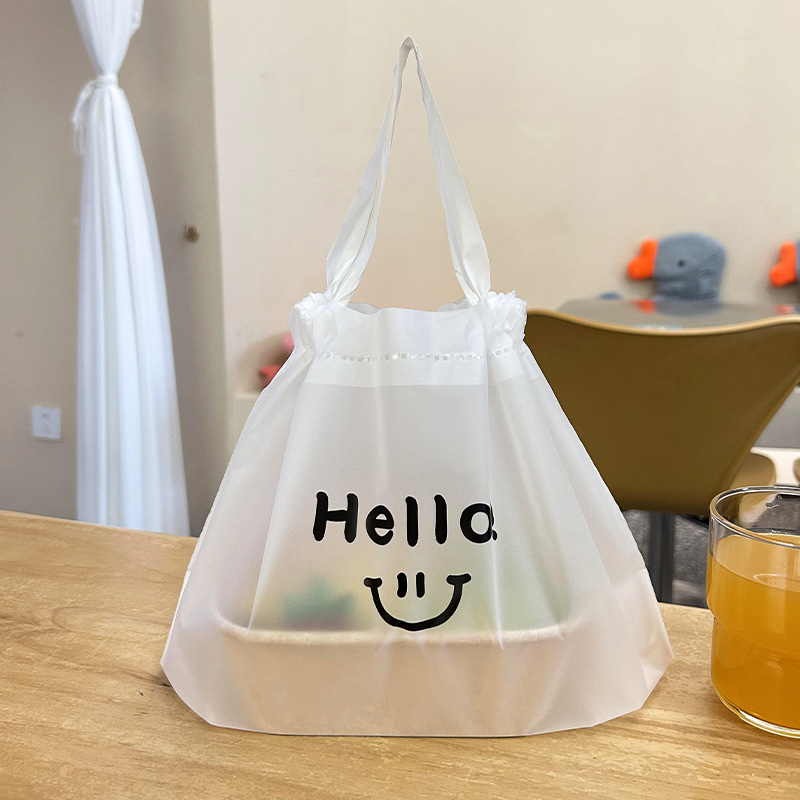 Takeaway Bag, Catering Commercial Drawstring Bag, Plastic Disposable Portable Takeout Bag, Light Food Bag, Custom Logo